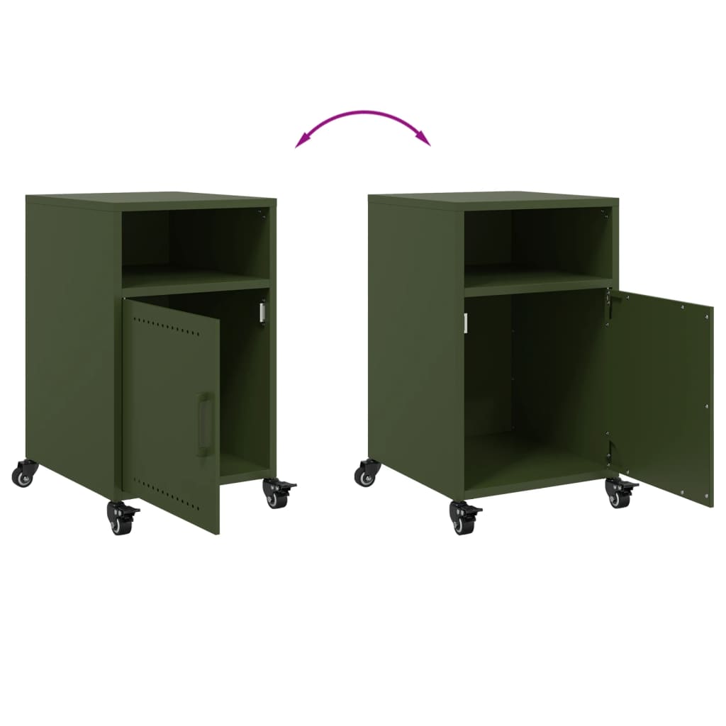Mesas de cabeceira 2 pcs 36x39x59 cm aço verde-azeitona