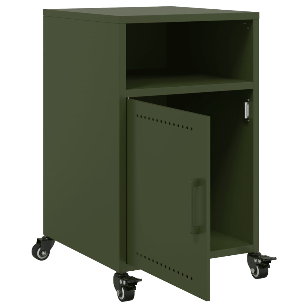 Mesas de cabeceira 2 pcs 36x39x59 cm aço verde-azeitona