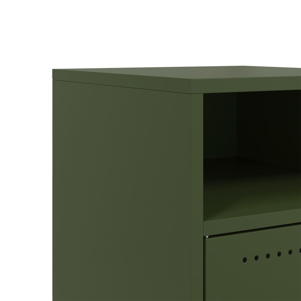 Mesas de cabeceira 2 pcs 36x39x59 cm aço verde-azeitona