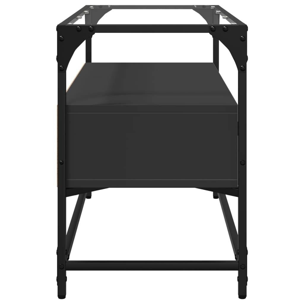 Móvel de TV c/ tampo vidro 80x35x51 cm derivados madeira preto