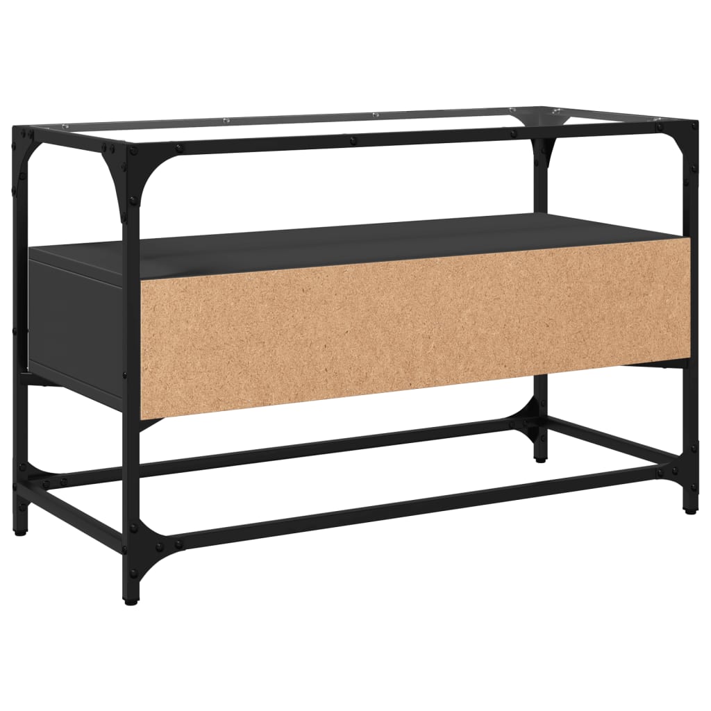Móvel de TV c/ tampo vidro 80x35x51 cm derivados madeira preto