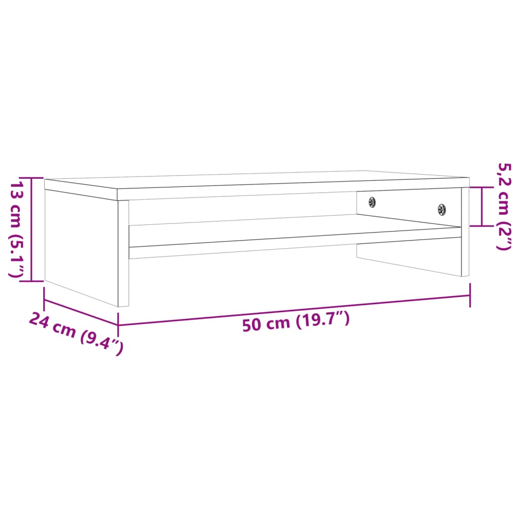Suporte para monitor 50x24x13 cm madeira de pinho maciça branco