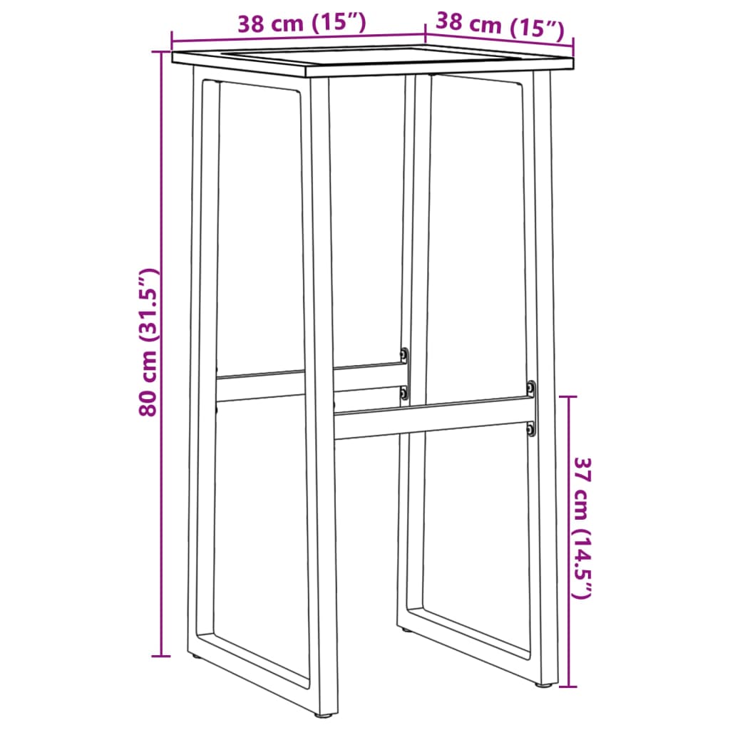Bancos de bar 2 pcs 38x38x80 cm aço revestido a pó preto