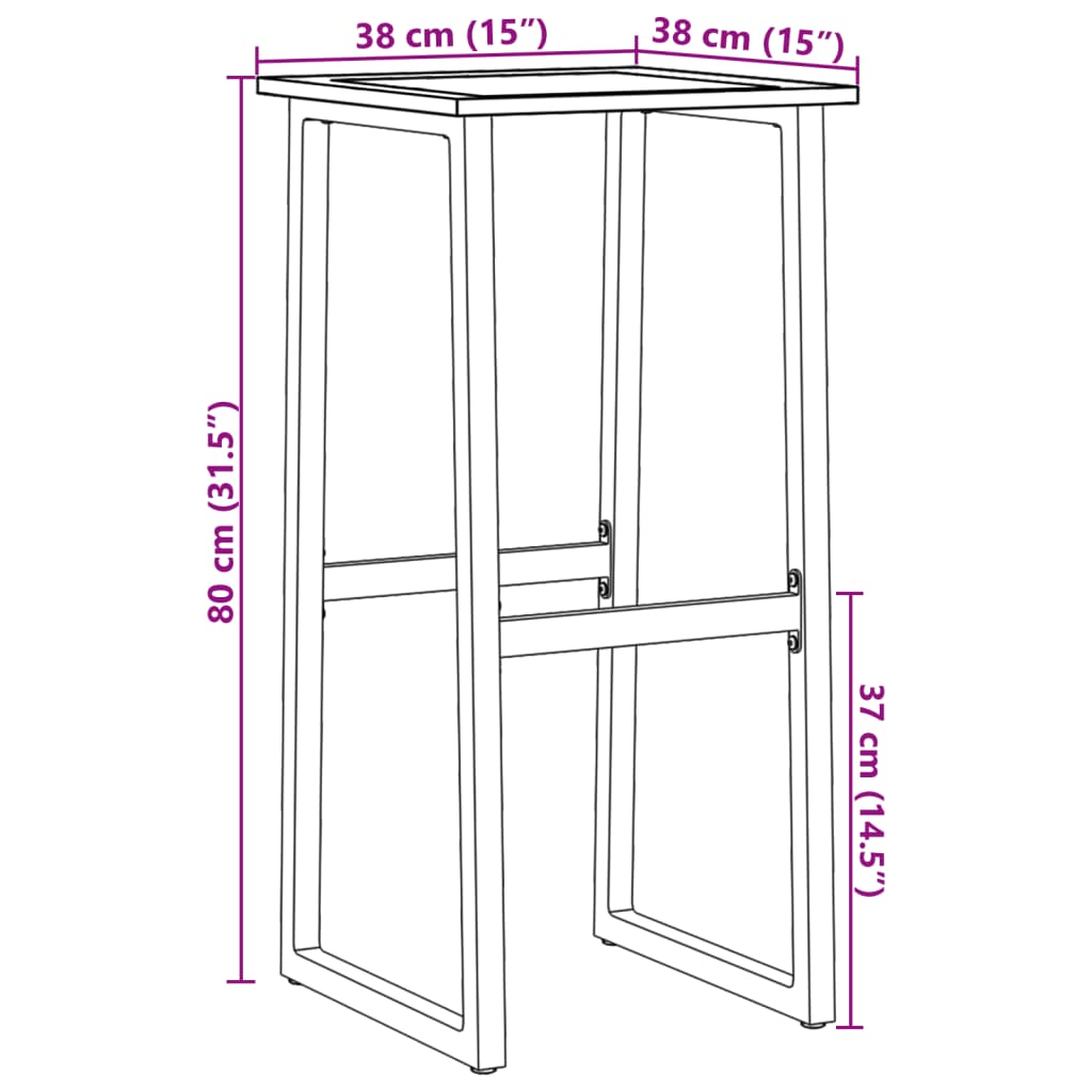 Bancos de bar 4 pcs 38x38x80 cm aço revestido a pó preto