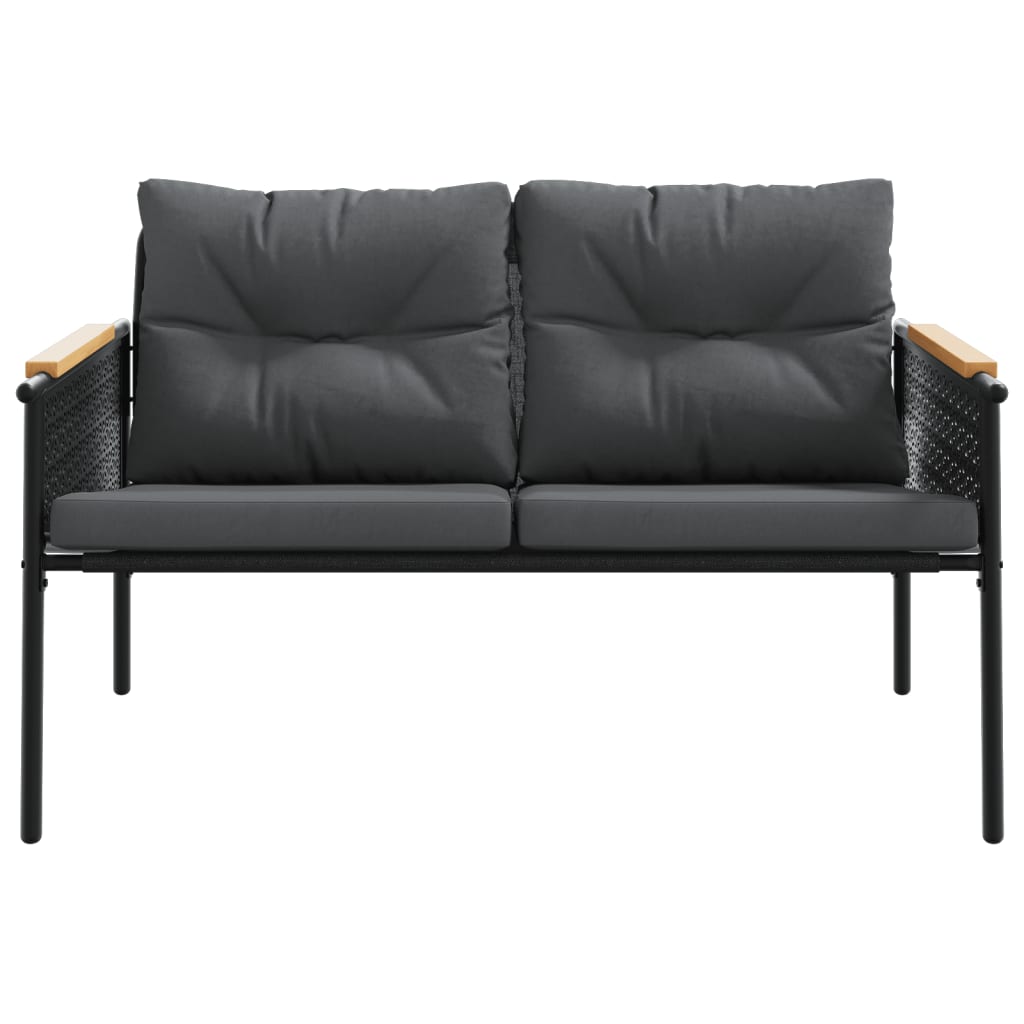 Banco de jardim com almofadões 116 cm aço preto