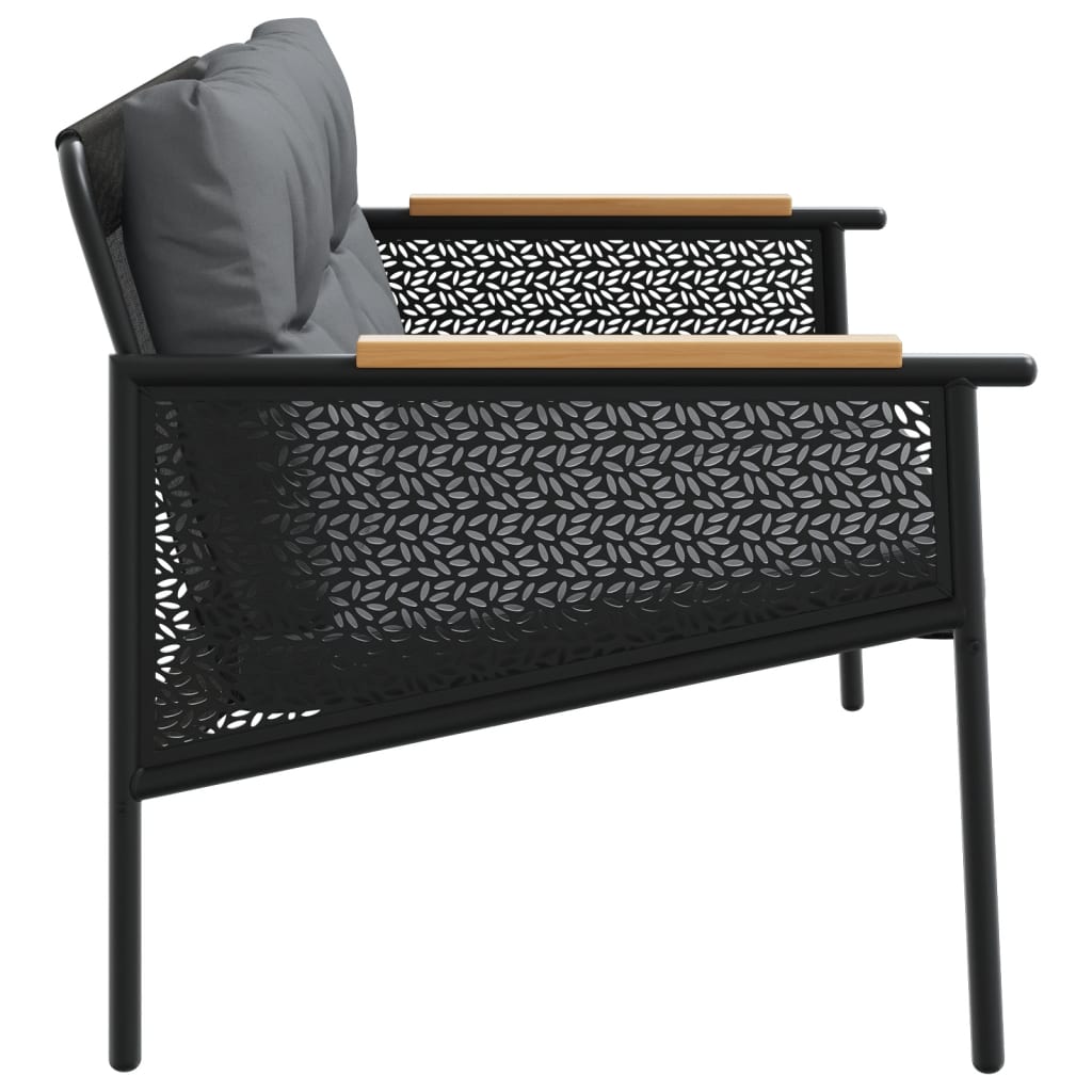 Banco de jardim com almofadões 116 cm aço preto