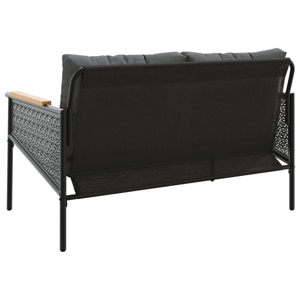 Banco de jardim com almofadões 116 cm aço preto