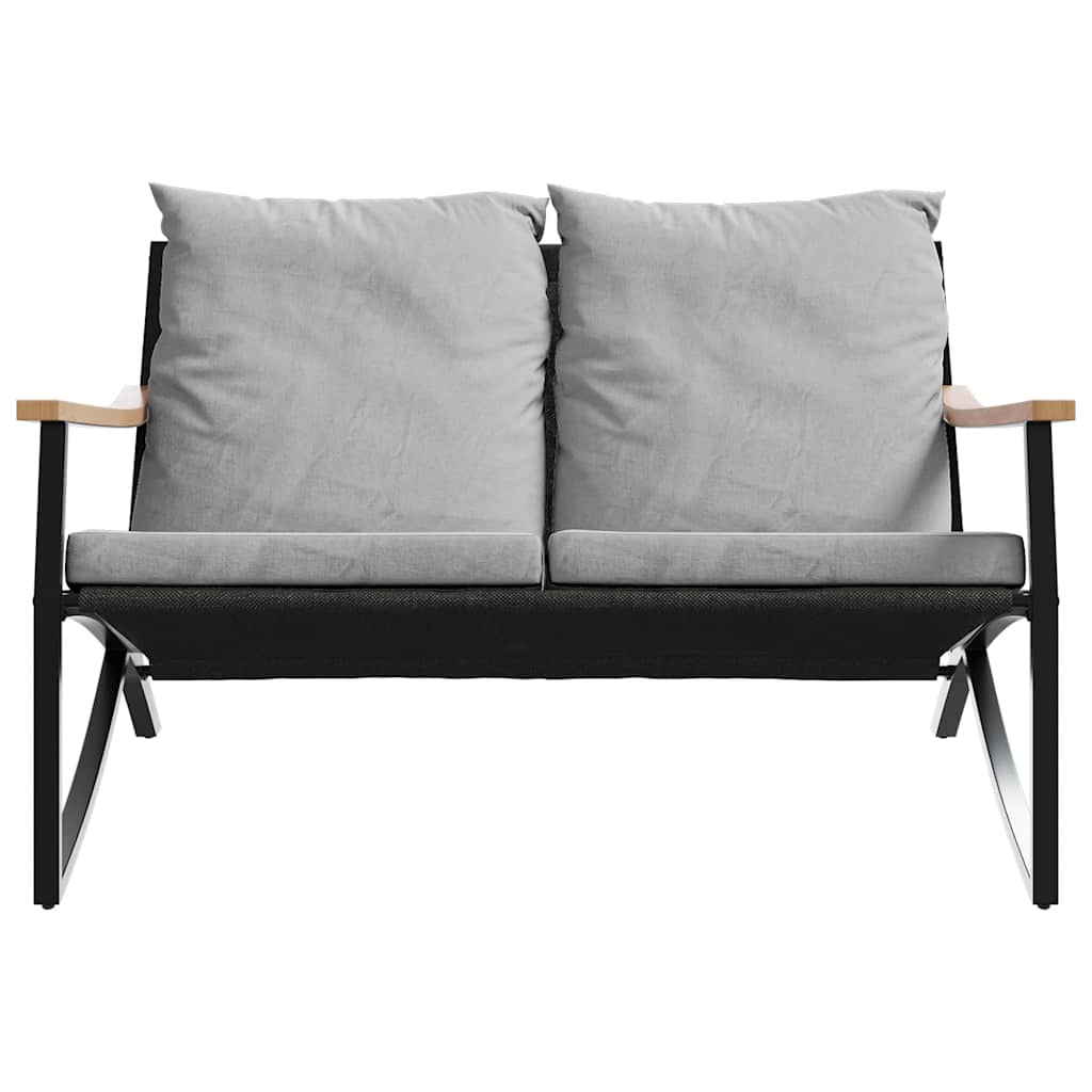 Banco de jardim com almofadões 120 cm aço preto