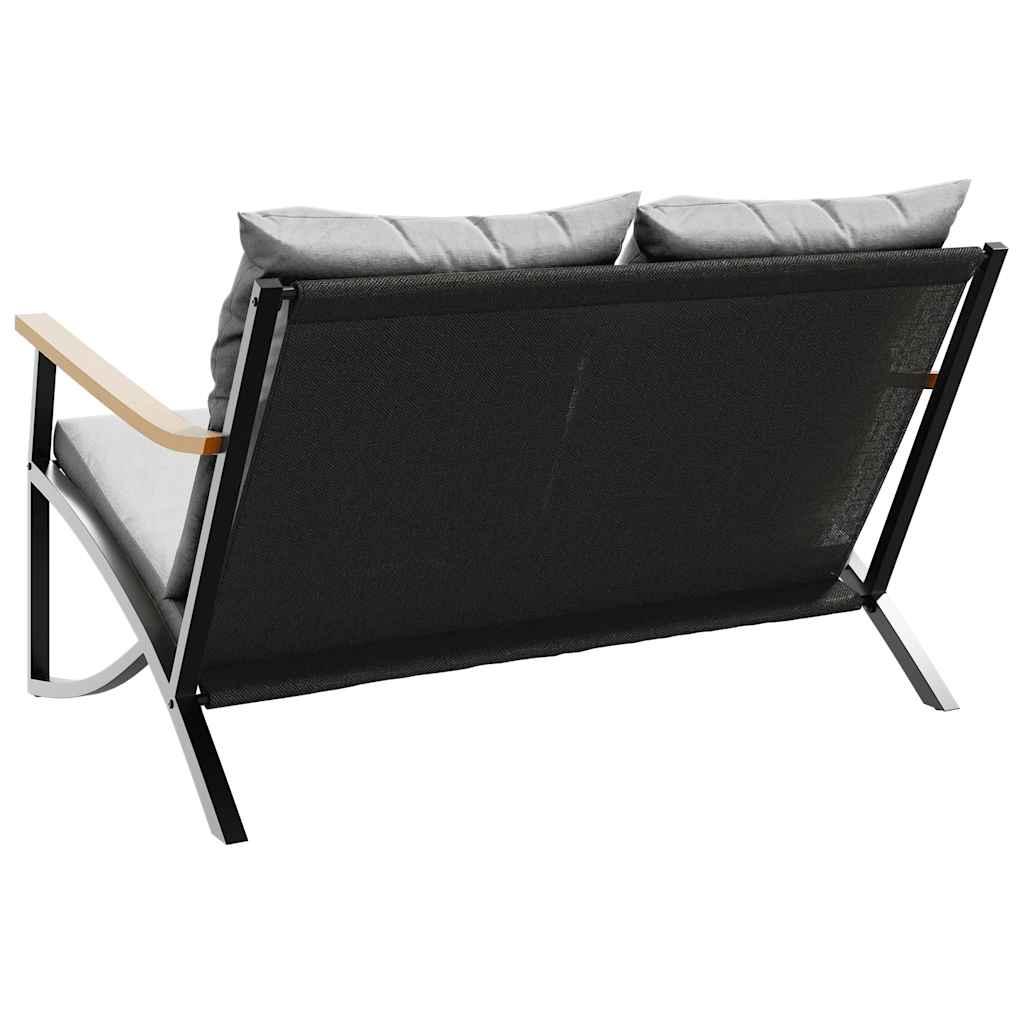 Banco de jardim com almofadões 120 cm aço preto
