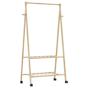 Cabide com prateleiras e rodas 96x45,5x155,5 cm bambu