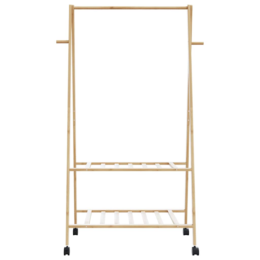 Cabide com prateleiras e rodas 96x45,5x155,5 cm bambu