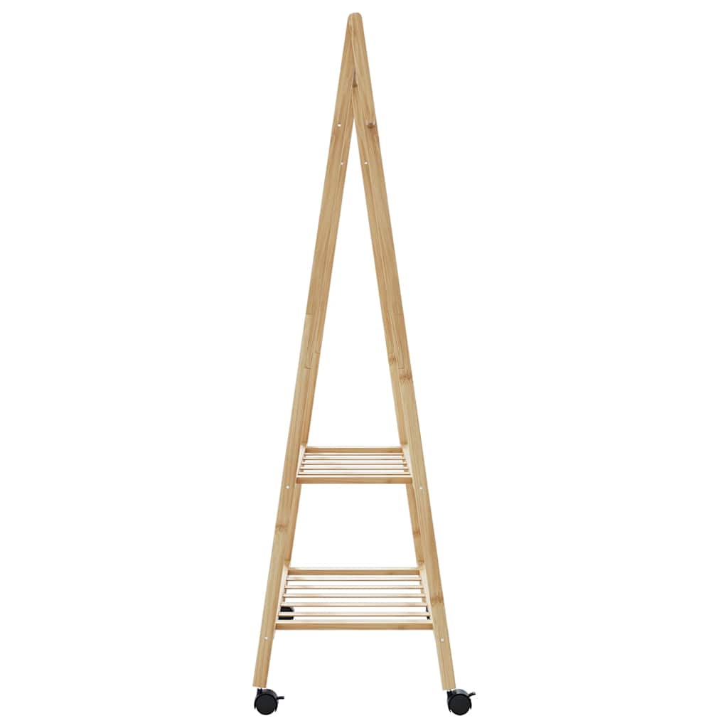 Cabide com prateleiras e rodas 96x45,5x155,5 cm bambu