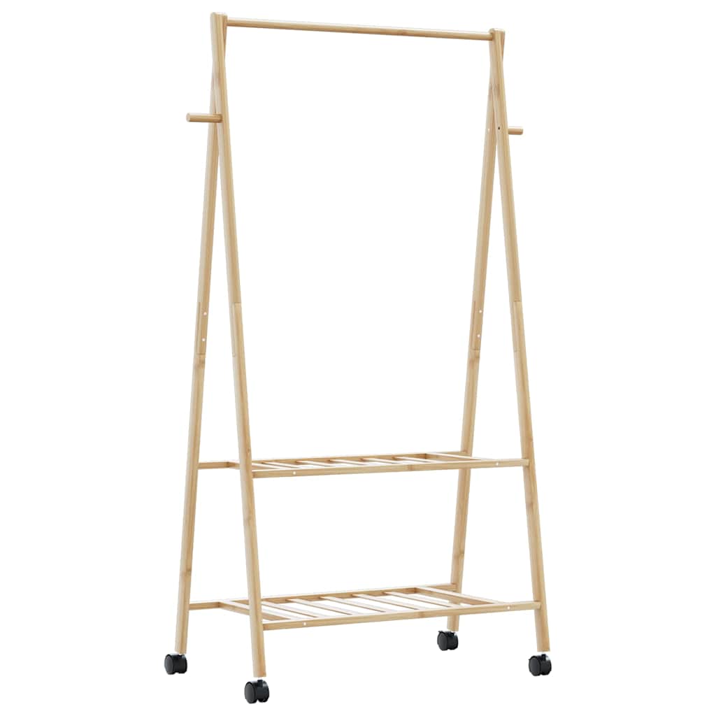 Cabide com prateleiras e rodas 96x45,5x155,5 cm bambu