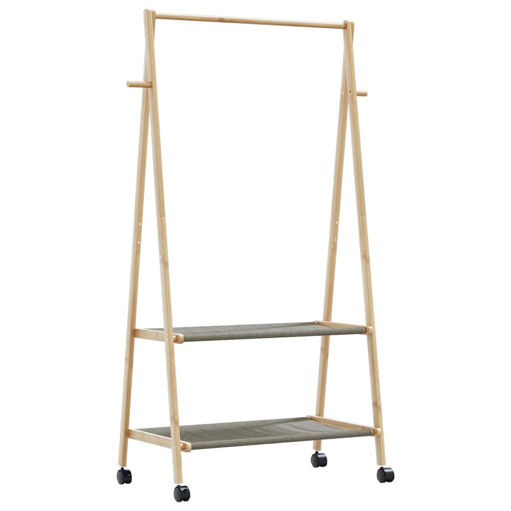 Cabide com prateleiras e rodas 96x45,5x155,5 cm bambu