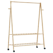 Cabide com prateleiras e rodas 132x45,5x155,5 cm bambu