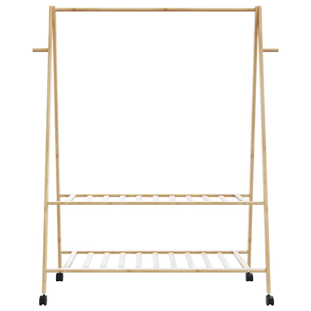 Cabide com prateleiras e rodas 132x45,5x155,5 cm bambu
