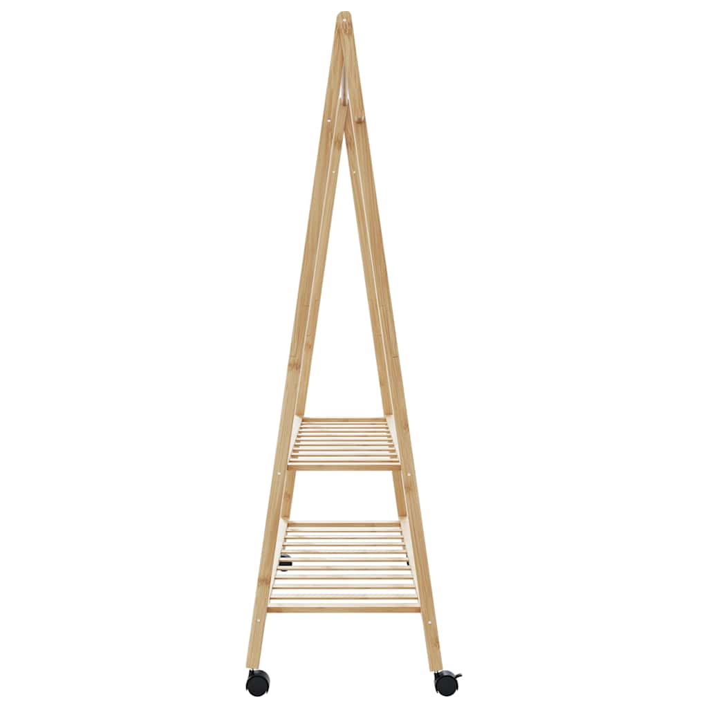 Cabide com prateleiras e rodas 132x45,5x155,5 cm bambu