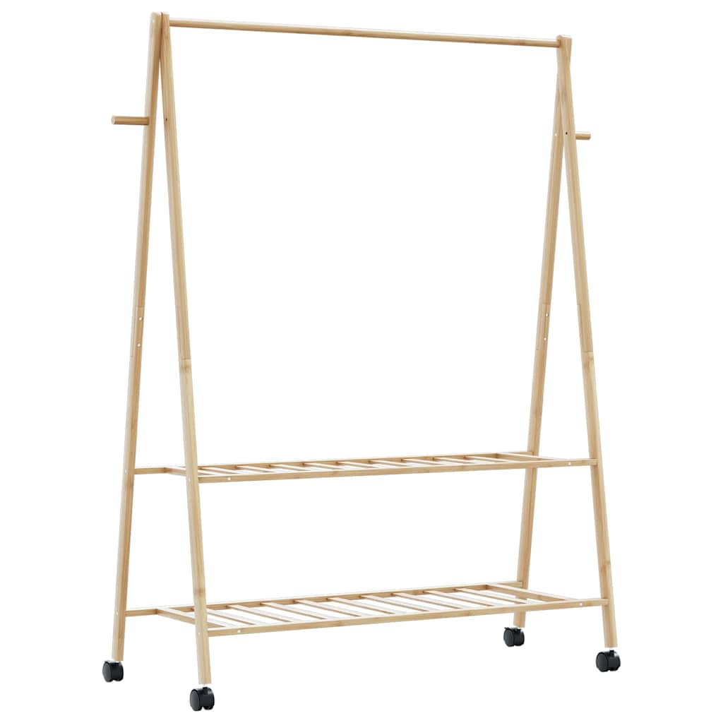 Cabide com prateleiras e rodas 132x45,5x155,5 cm bambu