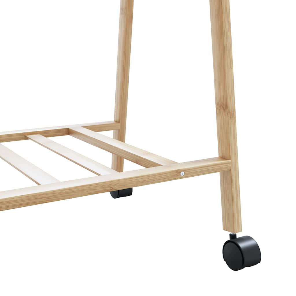 Cabide com prateleiras e rodas 132x45,5x155,5 cm bambu