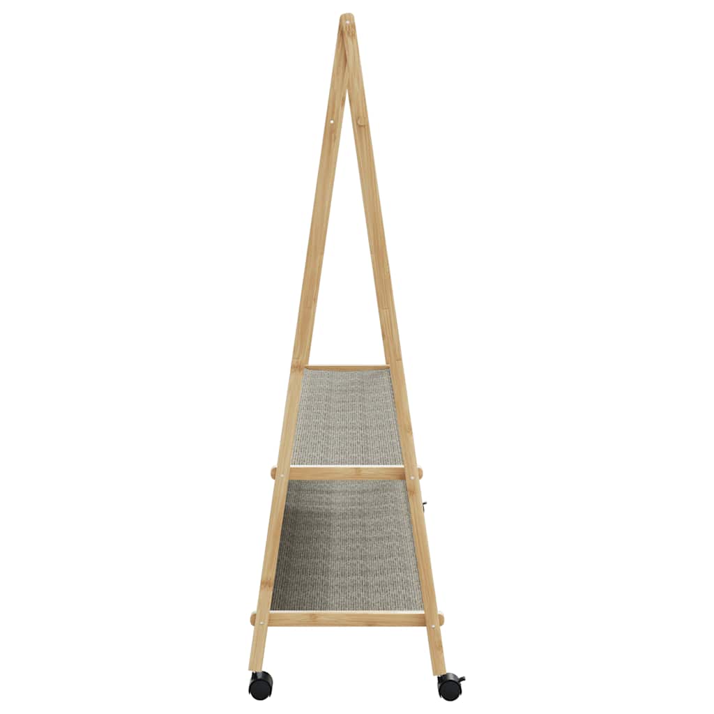Cabide com prateleiras e rodas 132x45,5x155,5 cm bambu