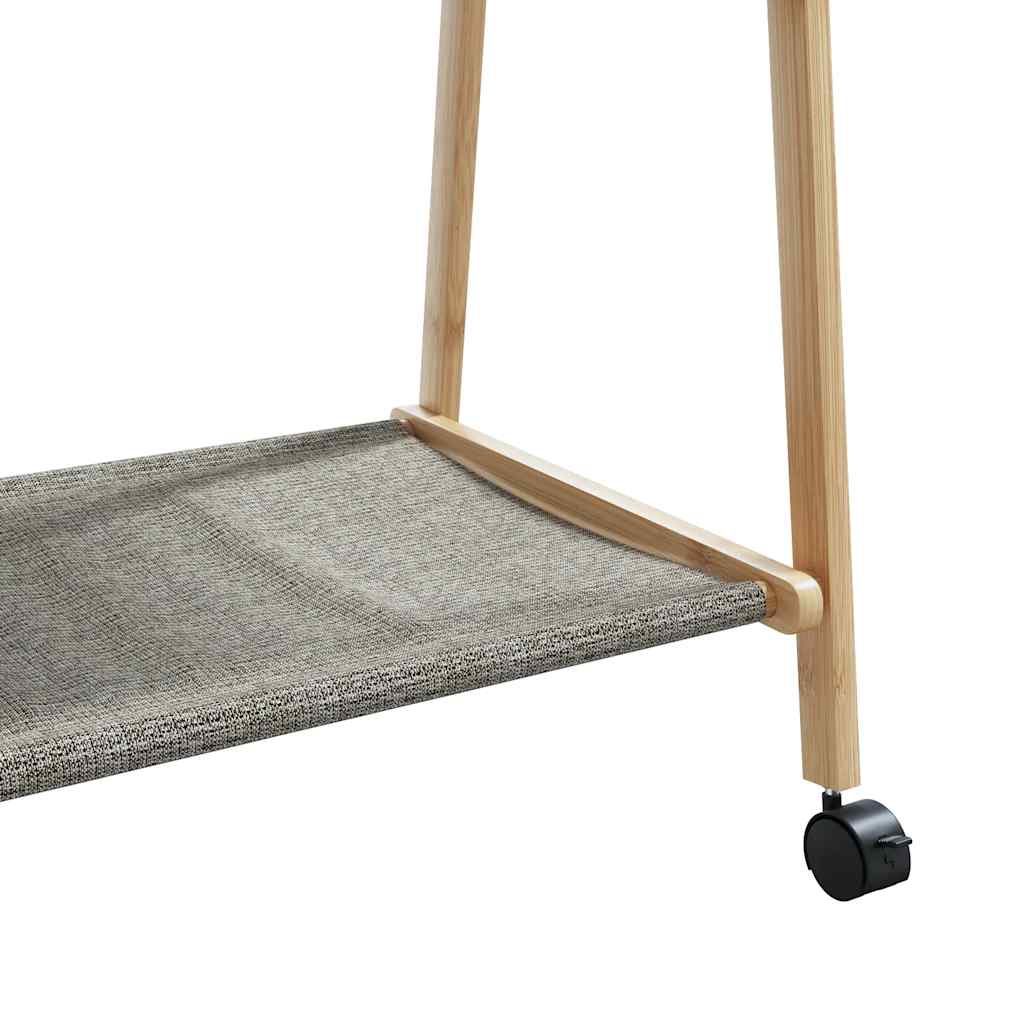 Cabide com prateleiras e rodas 132x45,5x155,5 cm bambu