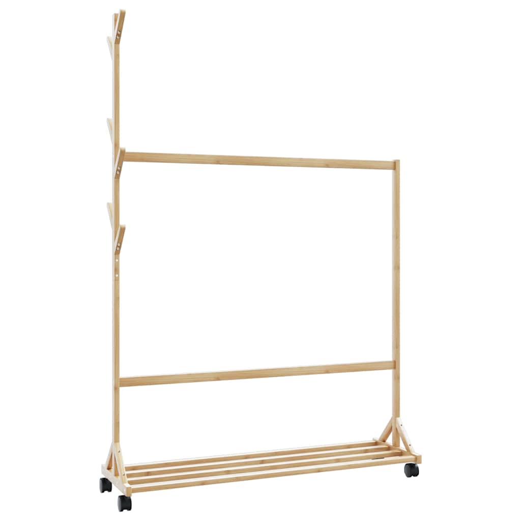 Cabide com ganchos e rodas 100x35x157 cm bambu