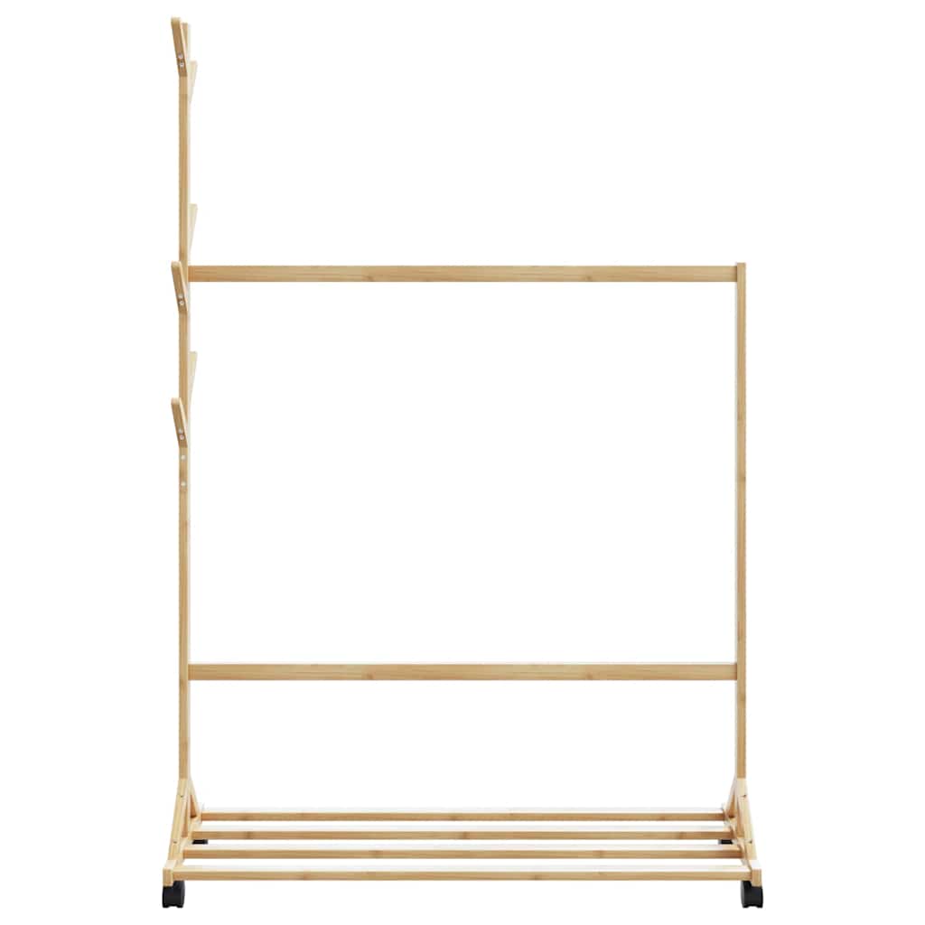 Cabide com ganchos e rodas 100x35x157 cm bambu