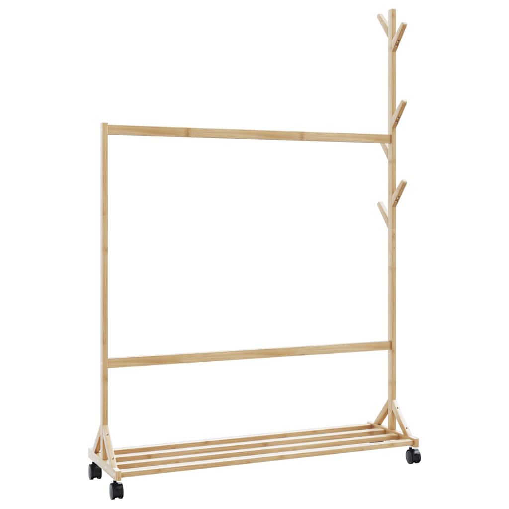 Cabide com ganchos e rodas 100x35x157 cm bambu