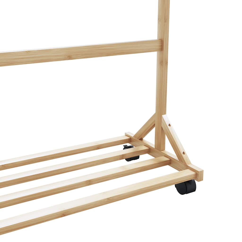 Cabide com ganchos e rodas 100x35x157 cm bambu