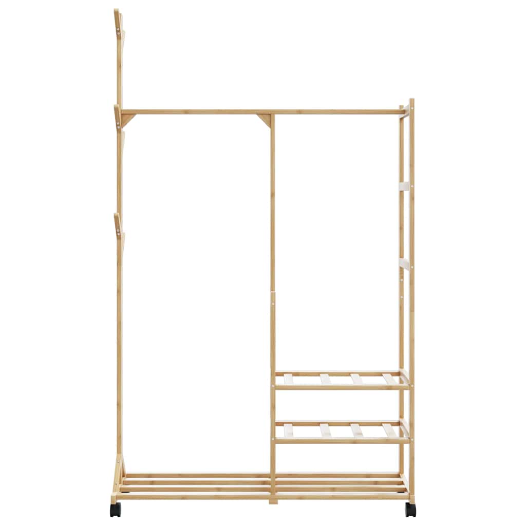 Cabide com prateleiras e rodas 100x38x175,5 cm bambu