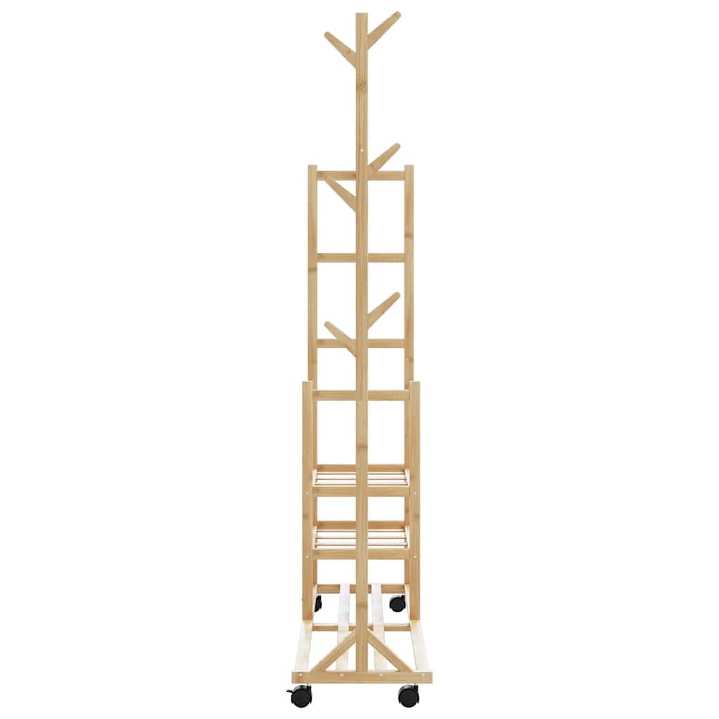 Cabide com prateleiras e rodas 100x38x175,5 cm bambu