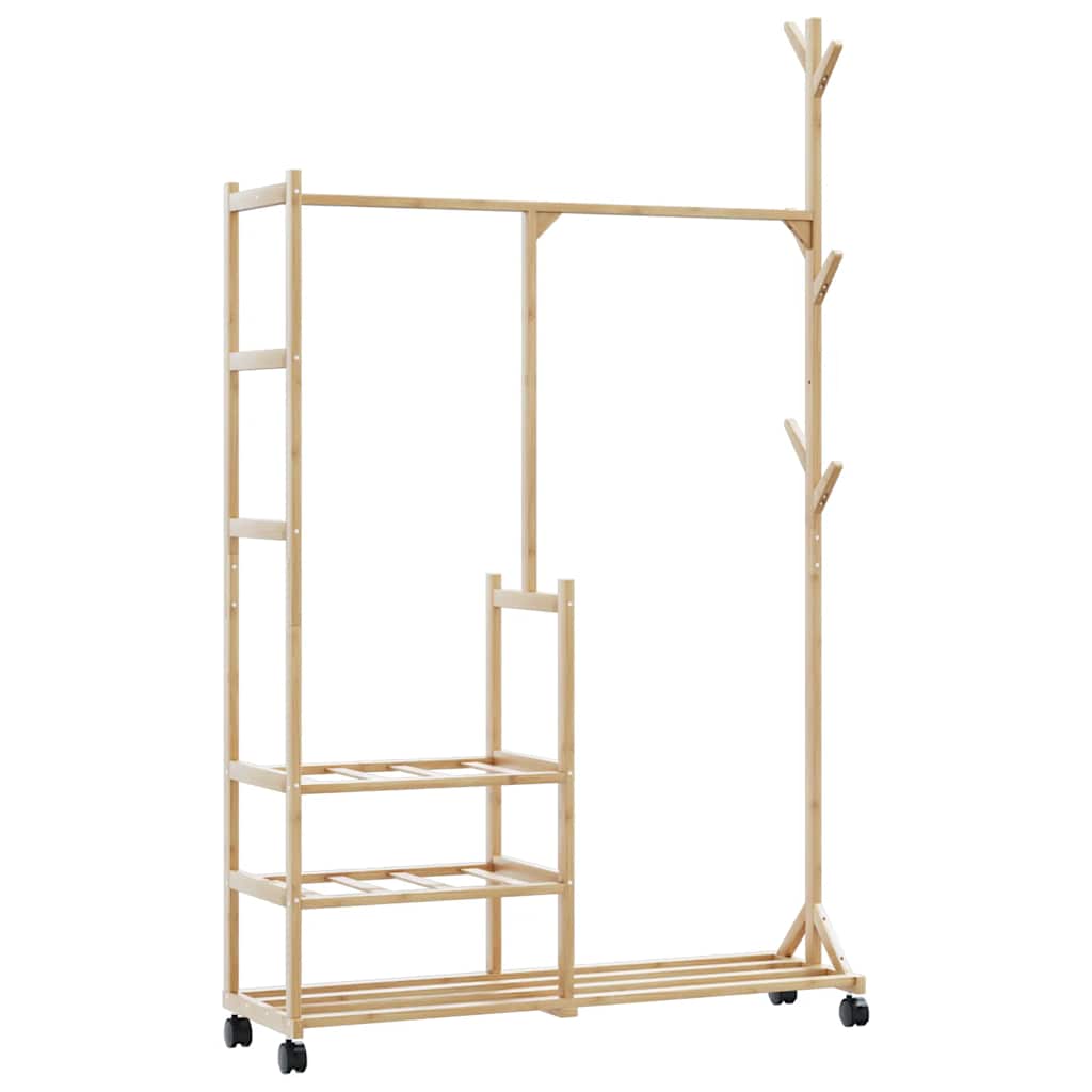 Cabide com prateleiras e rodas 100x38x175,5 cm bambu