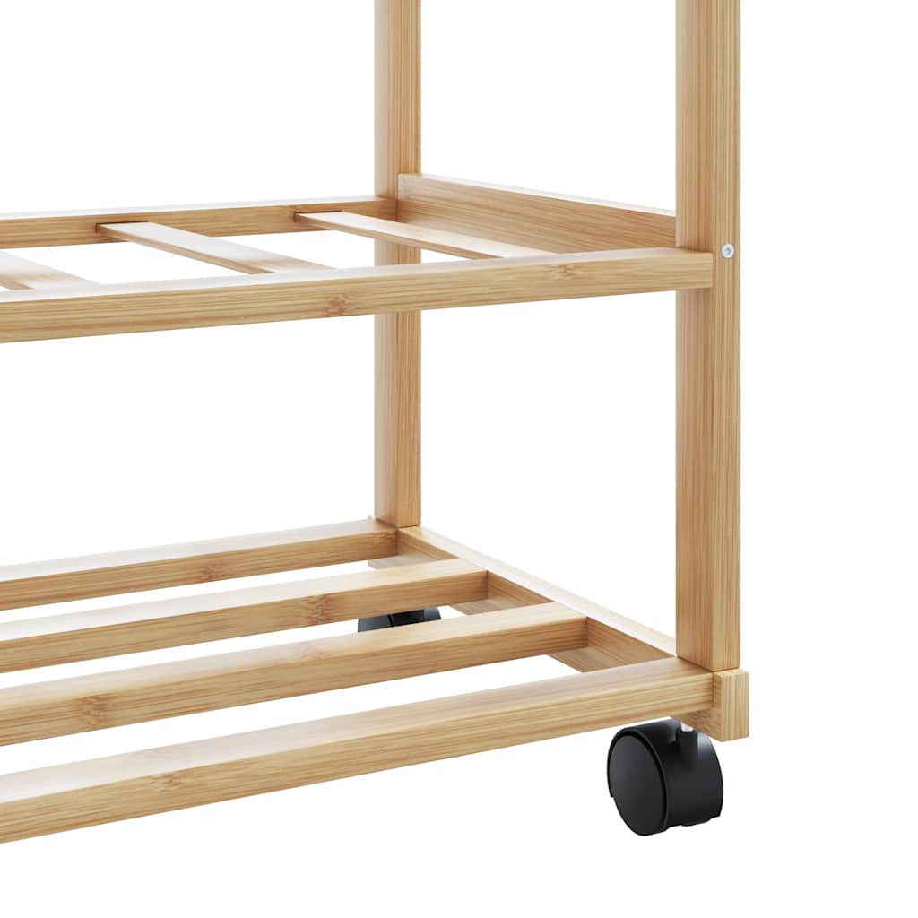 Cabide com prateleiras e rodas 100x38x175,5 cm bambu
