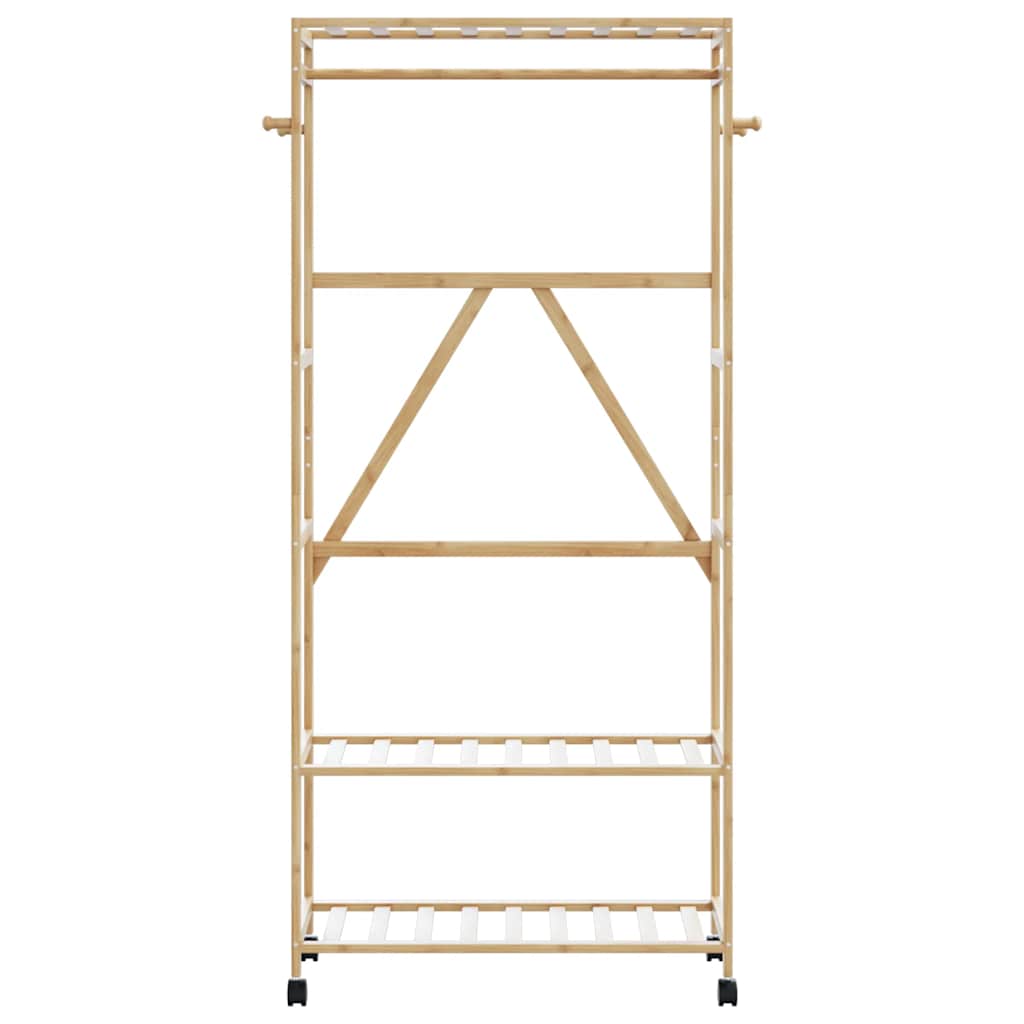 Cabide com prateleiras e rodas 90x40x179,5 cm bambu
