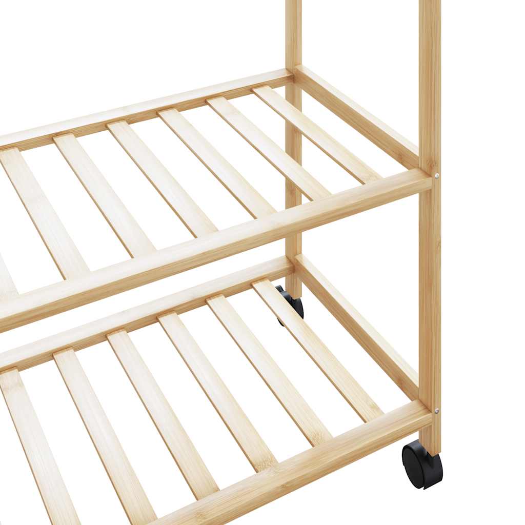 Cabide com prateleiras e rodas 110x40x180 cm bambu
