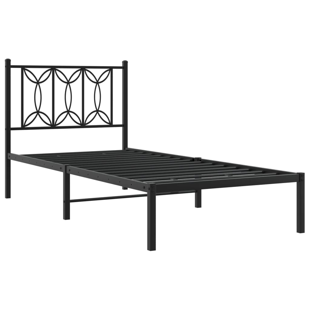 Estrutura de cama metal s/ colchão c/ cabeceira 75x190 cm preto