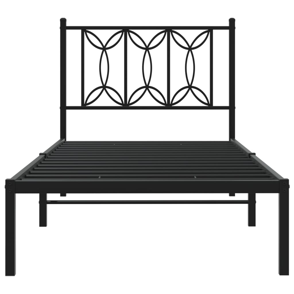 Estrutura de cama metal s/ colchão c/ cabeceira 75x190 cm preto