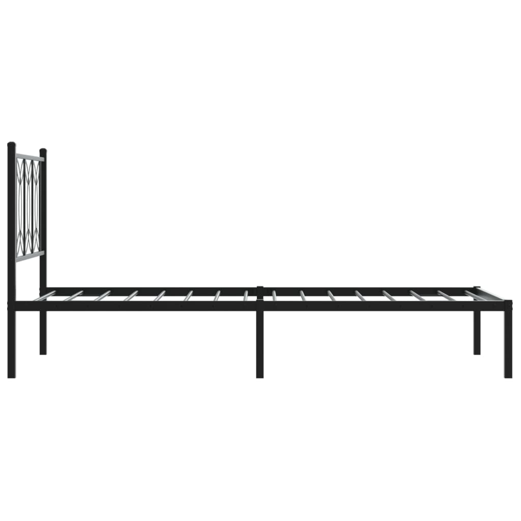 Estrutura de cama metal s/ colchão c/ cabeceira 75x190 cm preto