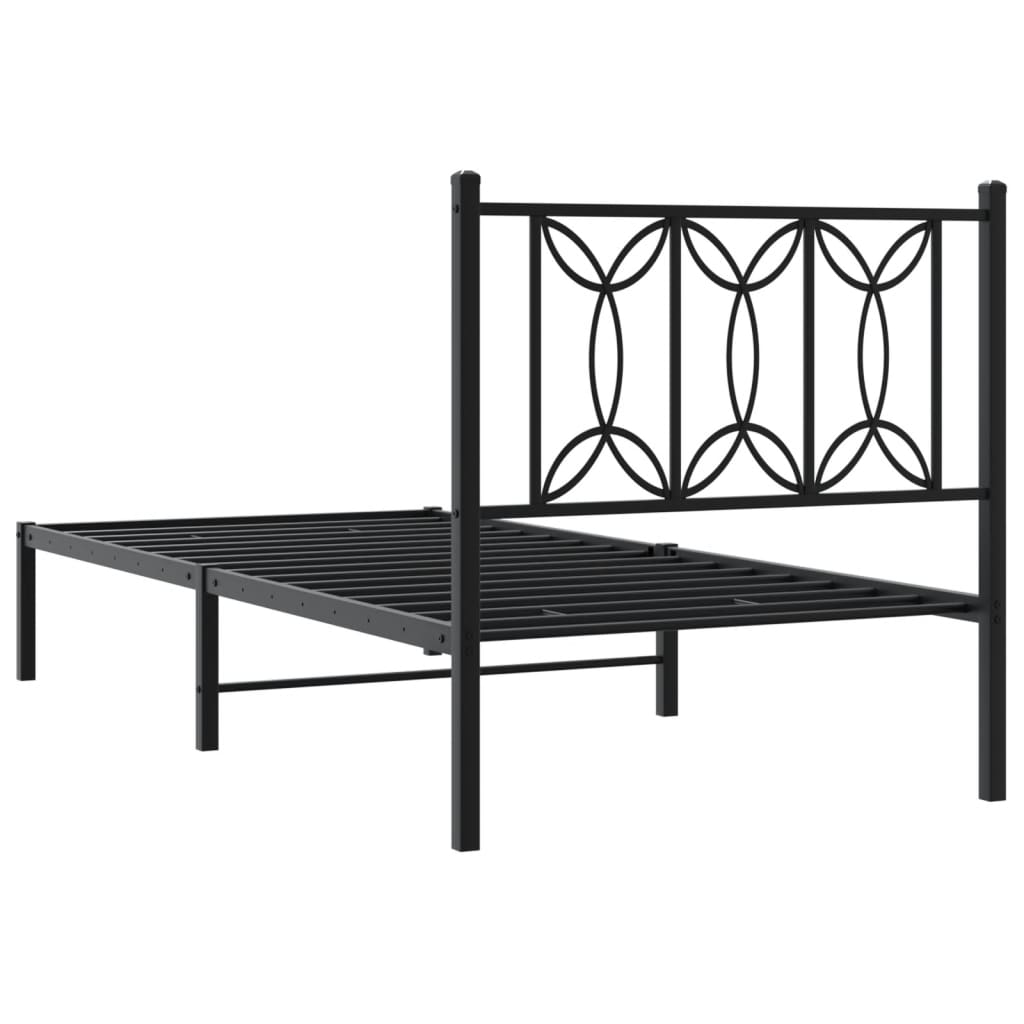 Estrutura de cama metal s/ colchão c/ cabeceira 75x190 cm preto