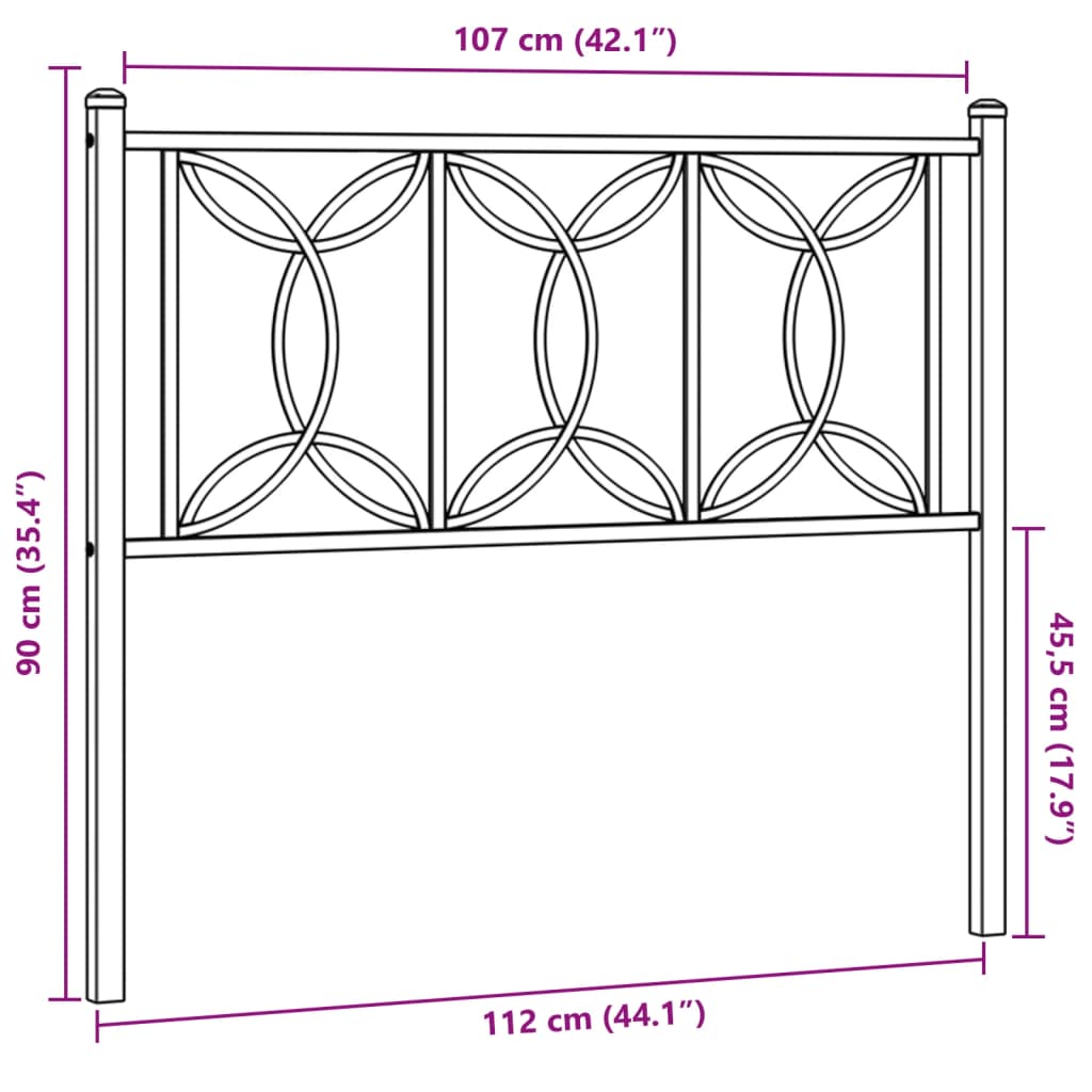 Cabeceira de cama 107 cm metal preto