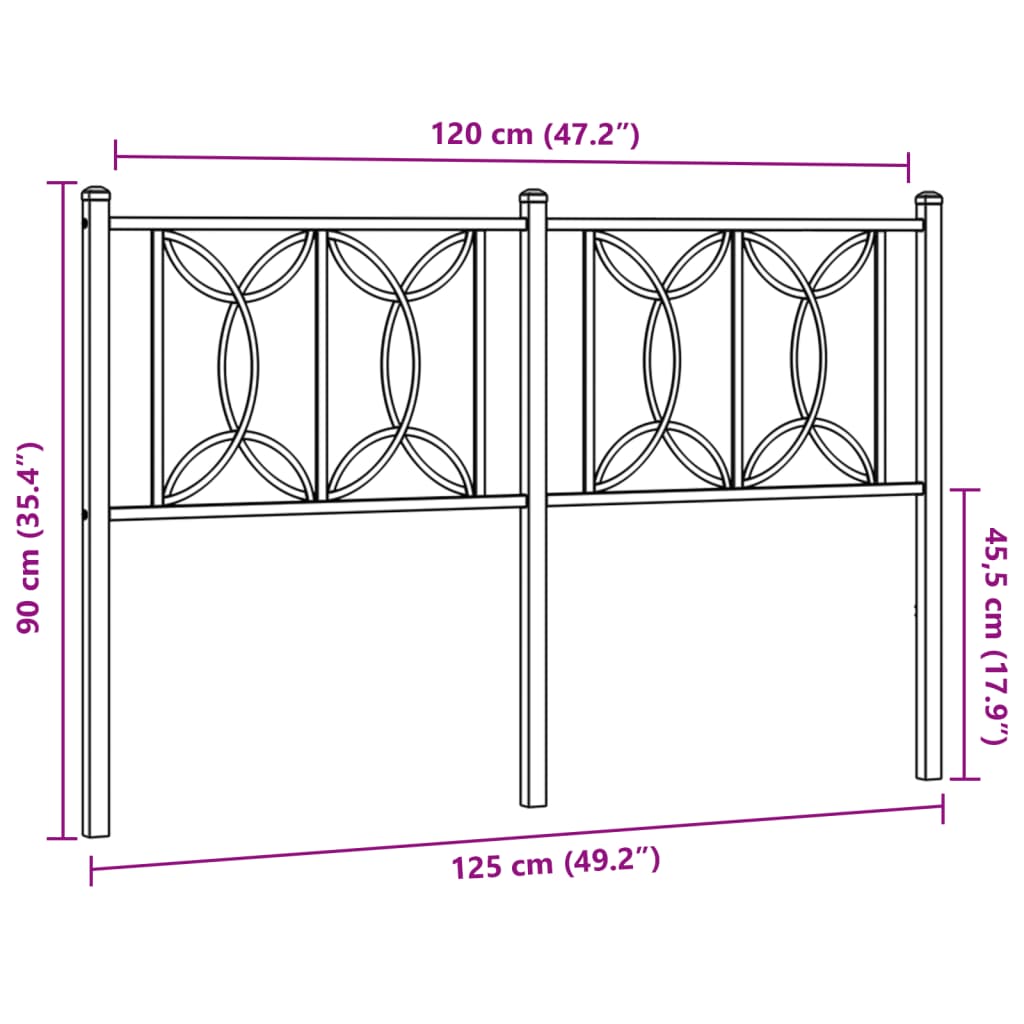 Cabeceira de cama 120 cm metal preto