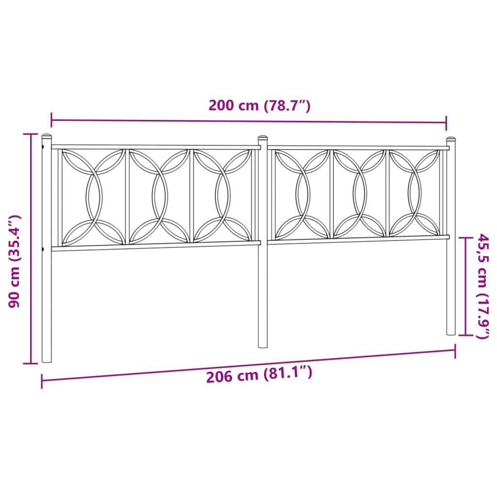 Cabeceira de cama 200 cm metal preto