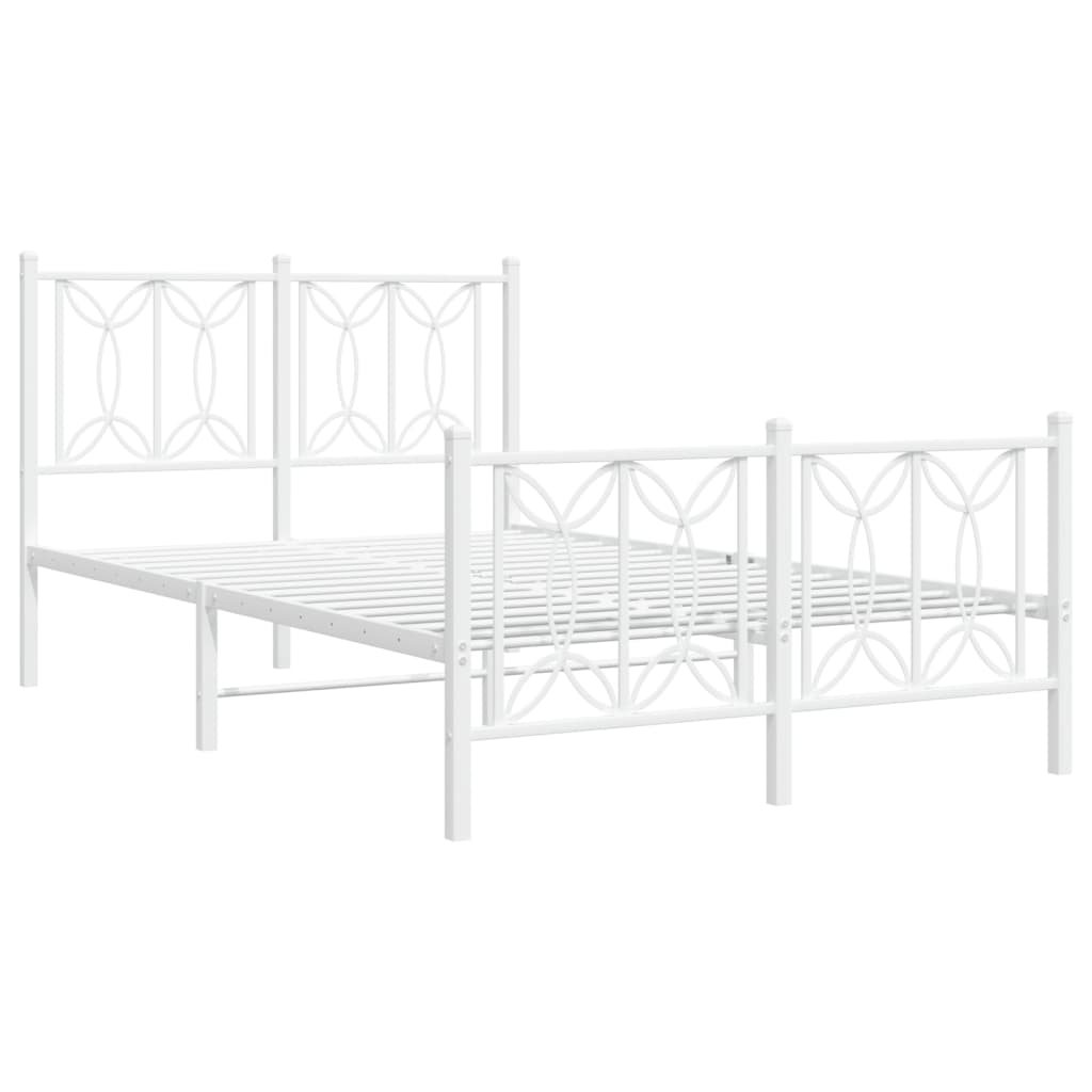 Estrutura de cama com cabeceira e pés 120x190 cm metal branco