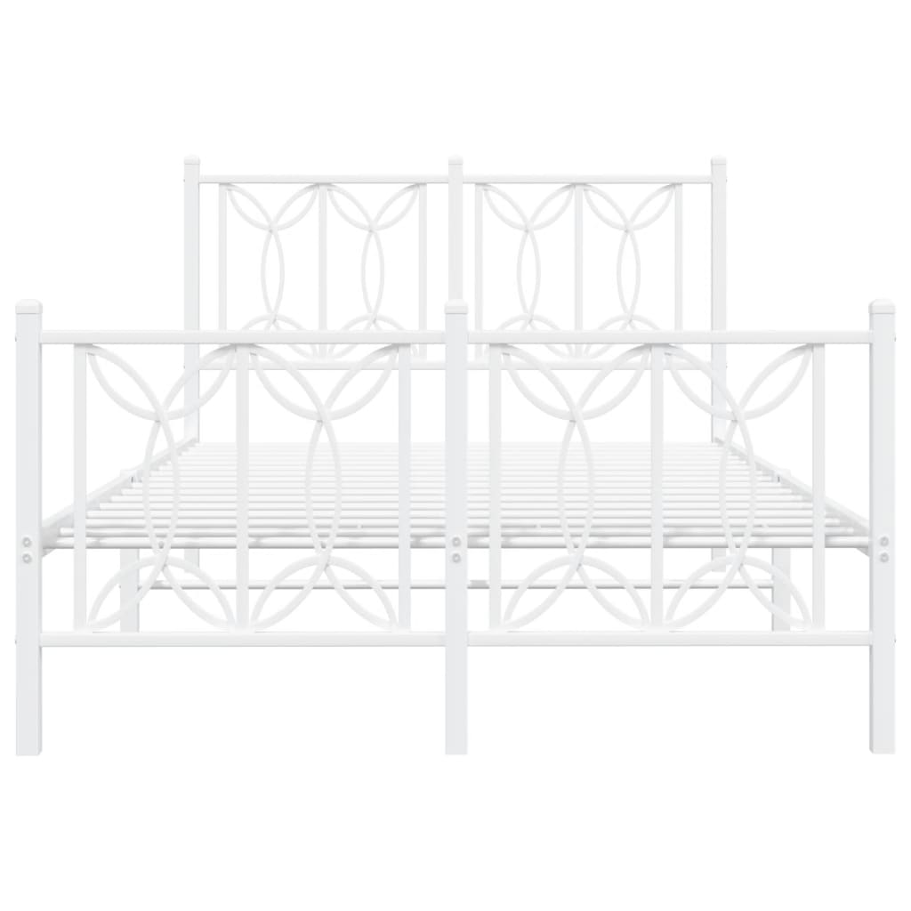Estrutura de cama com cabeceira e pés 120x190 cm metal branco