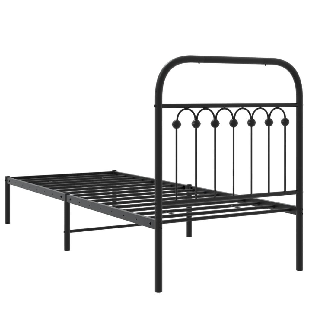 Estrutura de cama metal s/ colchão c/ cabeceira 75x190 cm preto