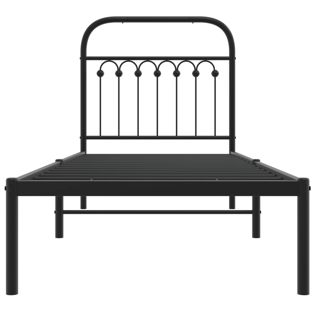Estrutura de cama com cabeceira 80x200 cm metal preto