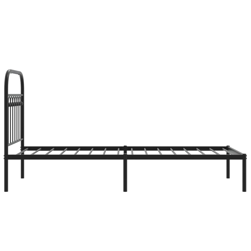 Estrutura de cama com cabeceira 80x200 cm metal preto
