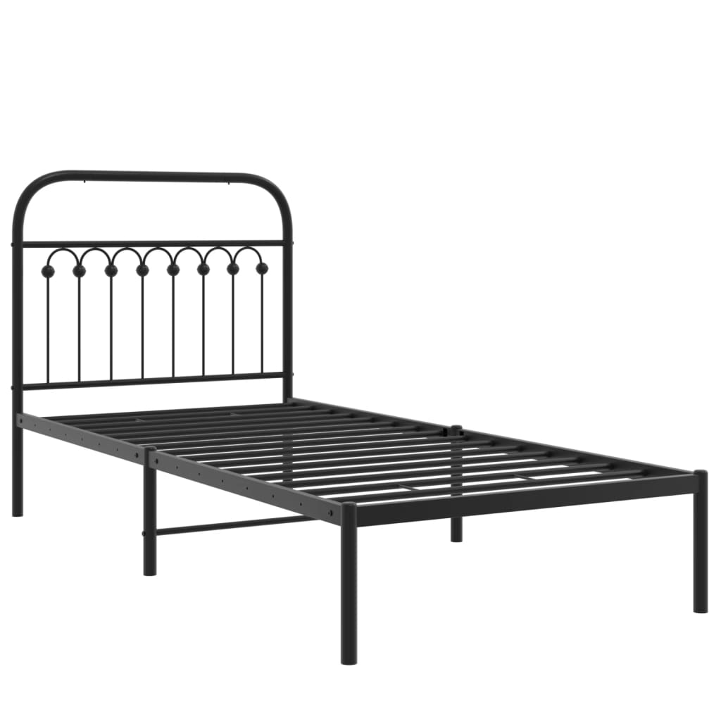 Estrutura de cama com cabeceira 90x190 cm metal preto