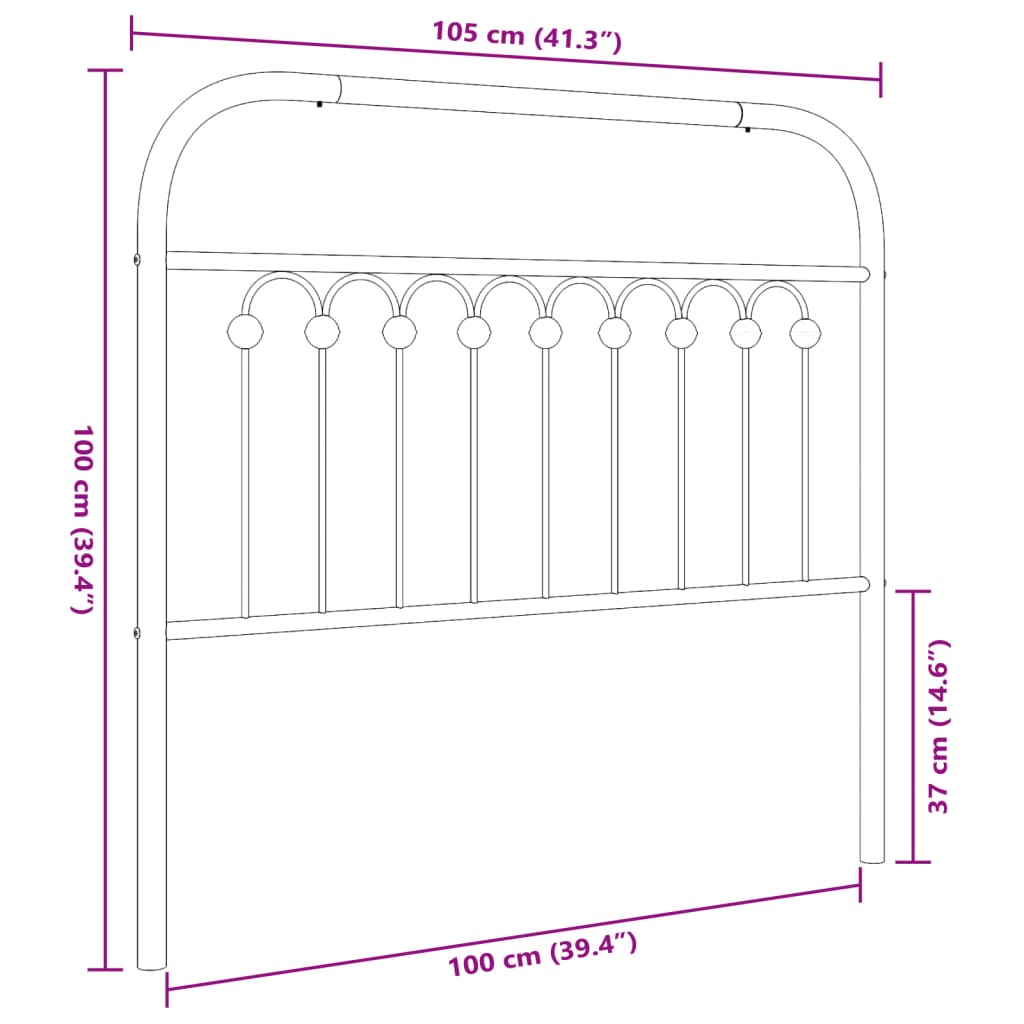 Cabeceira de cama 100 cm metal preto