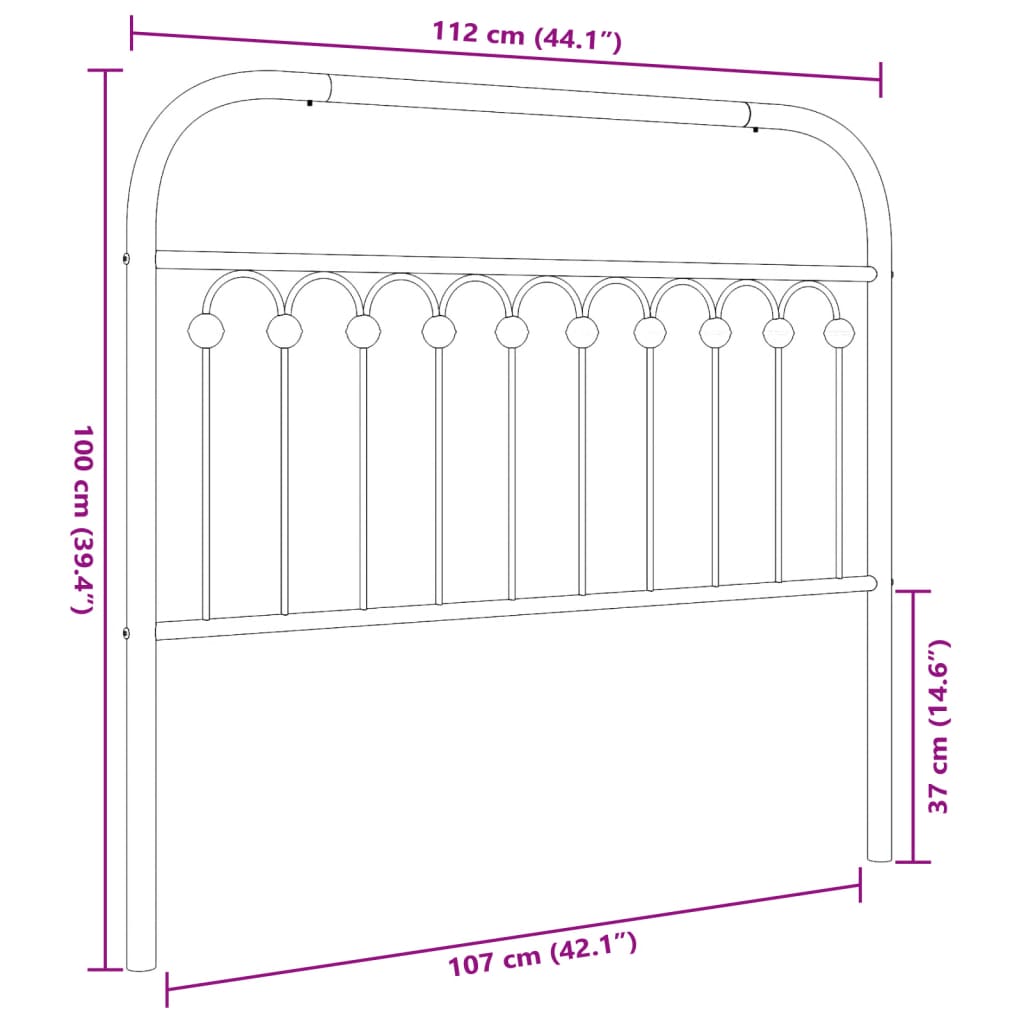 Cabeceira de cama 107 cm metal preto